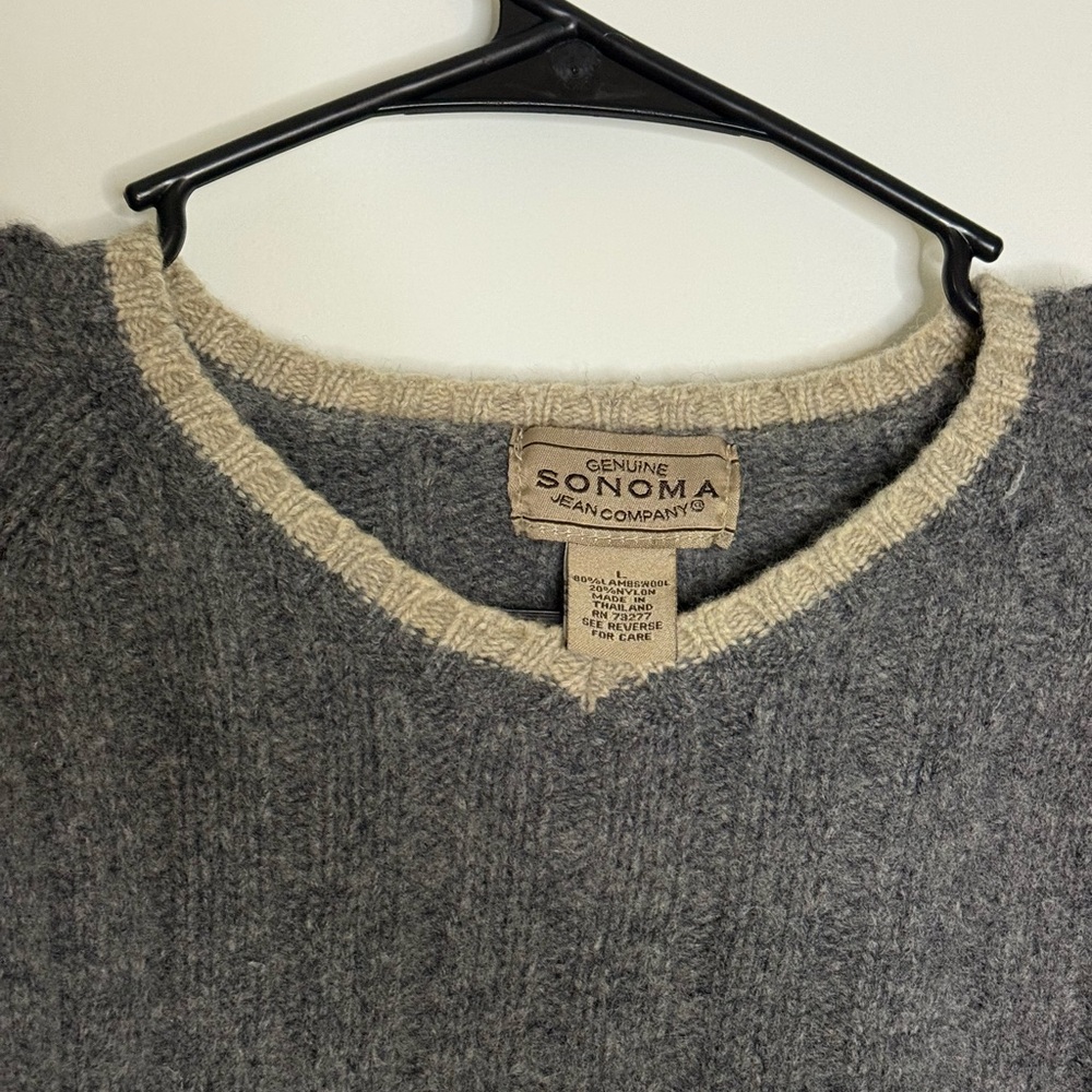 Sonoma Charcoal and Cream Knit Pullover
